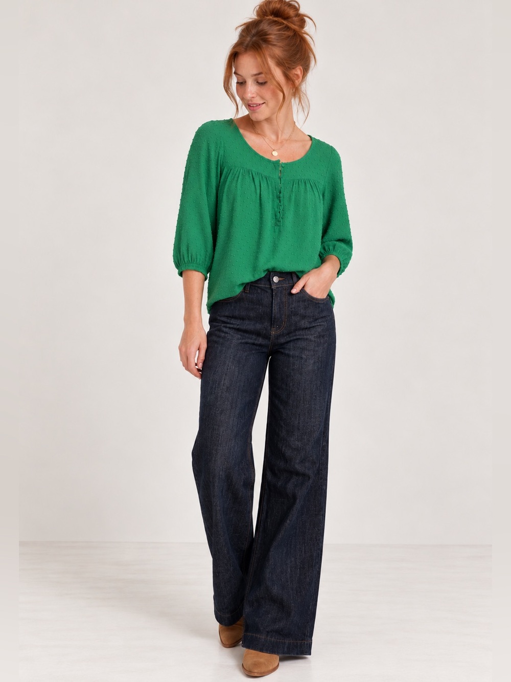 7 For All Mankind Ginger Dark Indigo Wide-Leg Jeans
